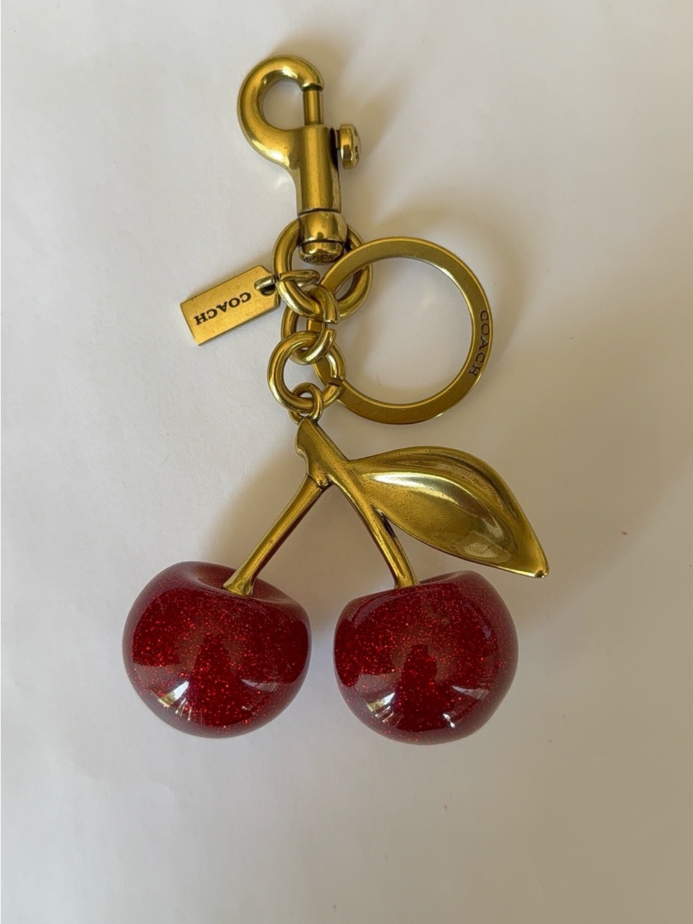 Coach Gold Red Cherry Keychain